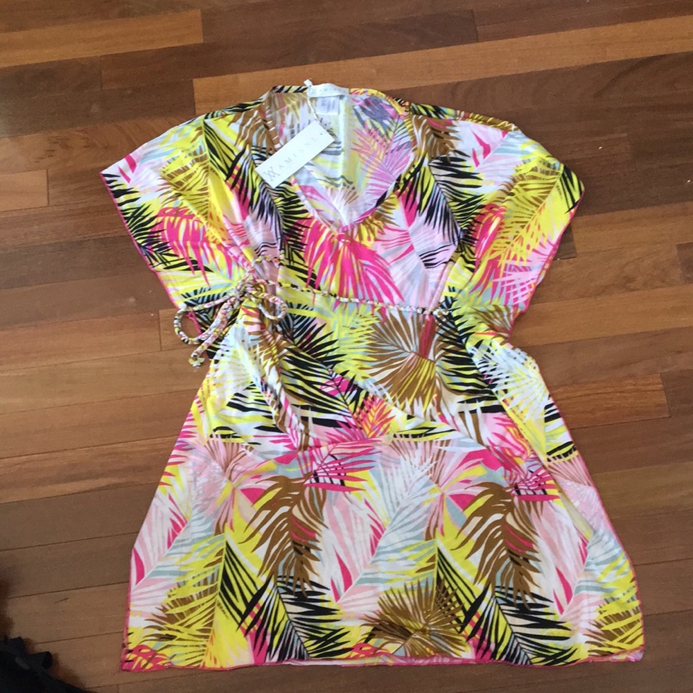 Tropical printed swim cover up
